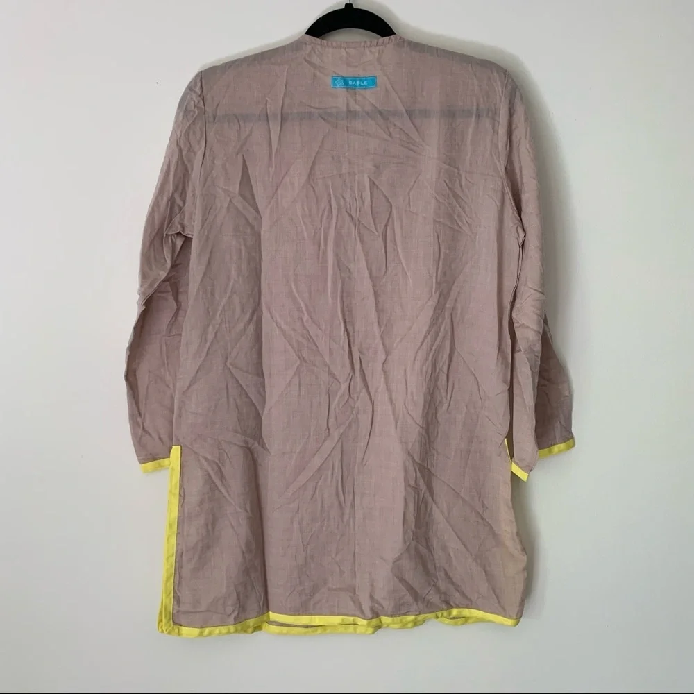 Sable tan yellow trim beach tunic coverup Medium - Picture 7 of 7